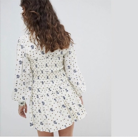 FREE PEOPLE Two Faces Smocked Mini Dress White - Picture 3 of 8
